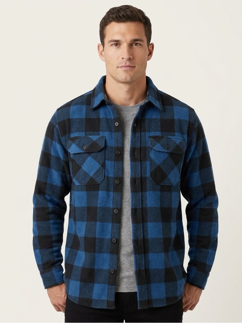 Wrangler Blue and Black Buffalo Plaid Shirt Jacket M